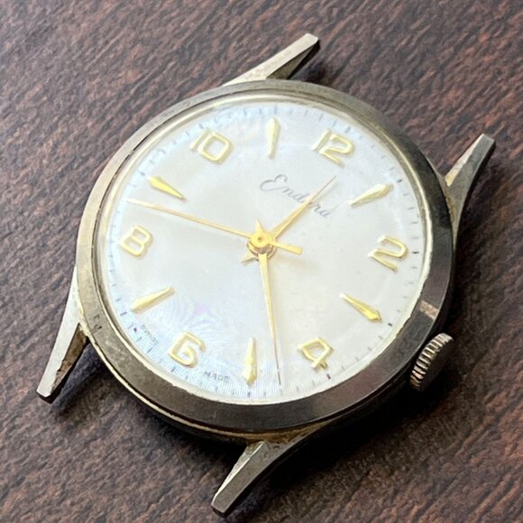 Vintage Endura Swiss Watch Mens Silver Tone Stainless Steel Classic White Dial - Picture 2 of 7